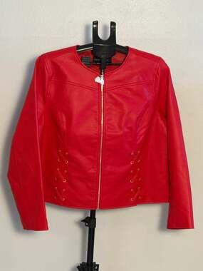 Colleen Lopez Faux Leather Jacket Red NWT